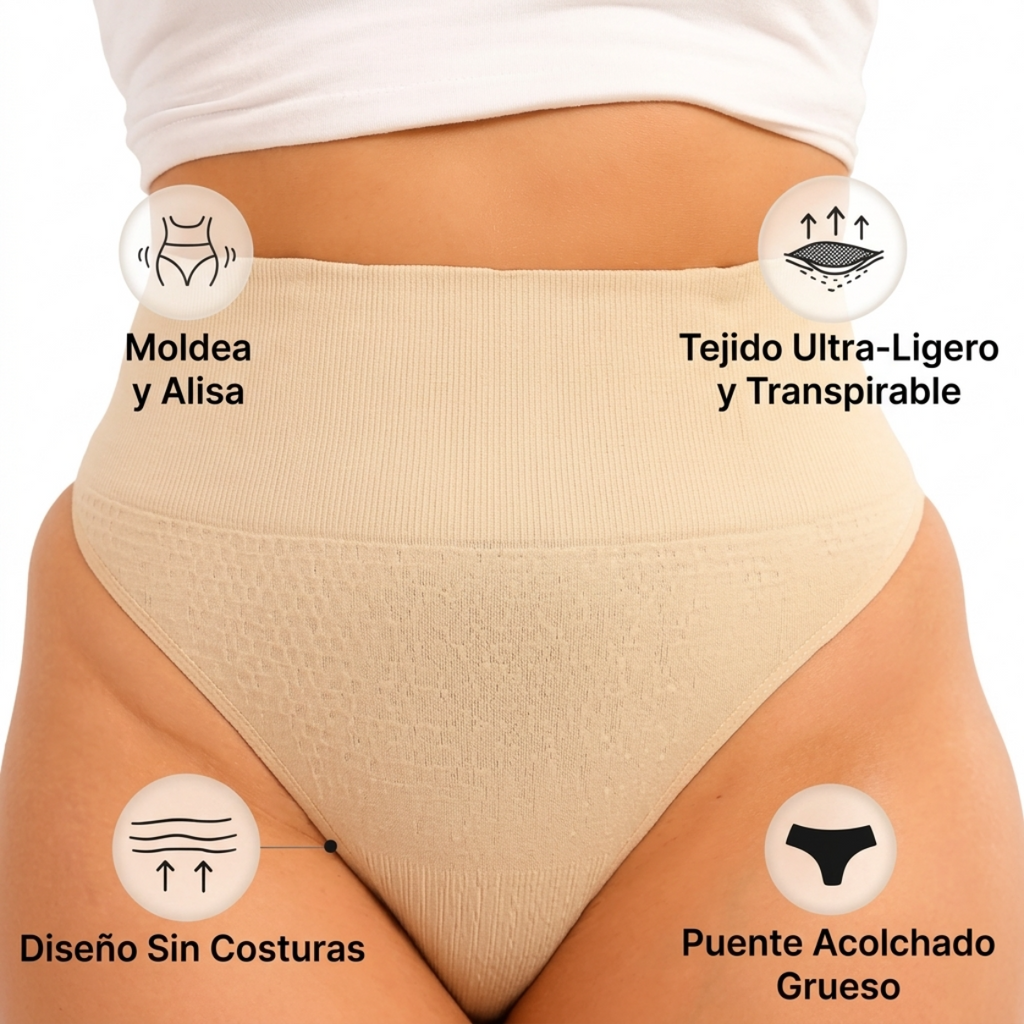 Tanga Moldeador Invisible con Control de Abdomen y Efecto Anti-Camel Toe