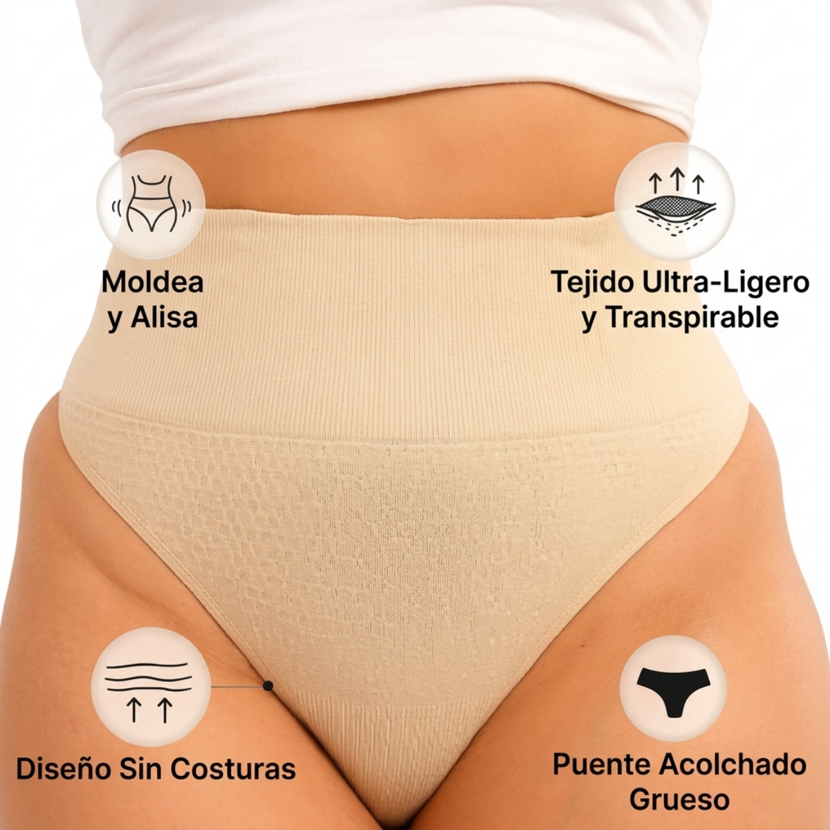 Tanga Moldeador Invisible con Control de Abdomen y Efecto Anti-Camel Toe