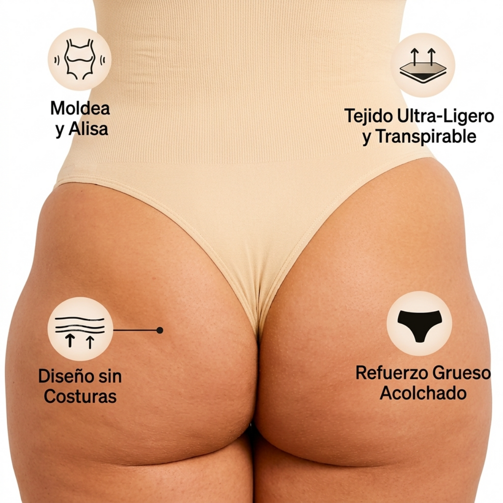 Tanga Moldeador Invisible con Control de Abdomen y Efecto Anti-Camel Toe