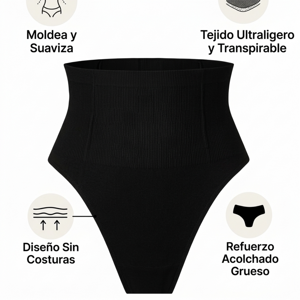 Tanga Moldeador Invisible con Control de Abdomen y Efecto Anti-Camel Toe