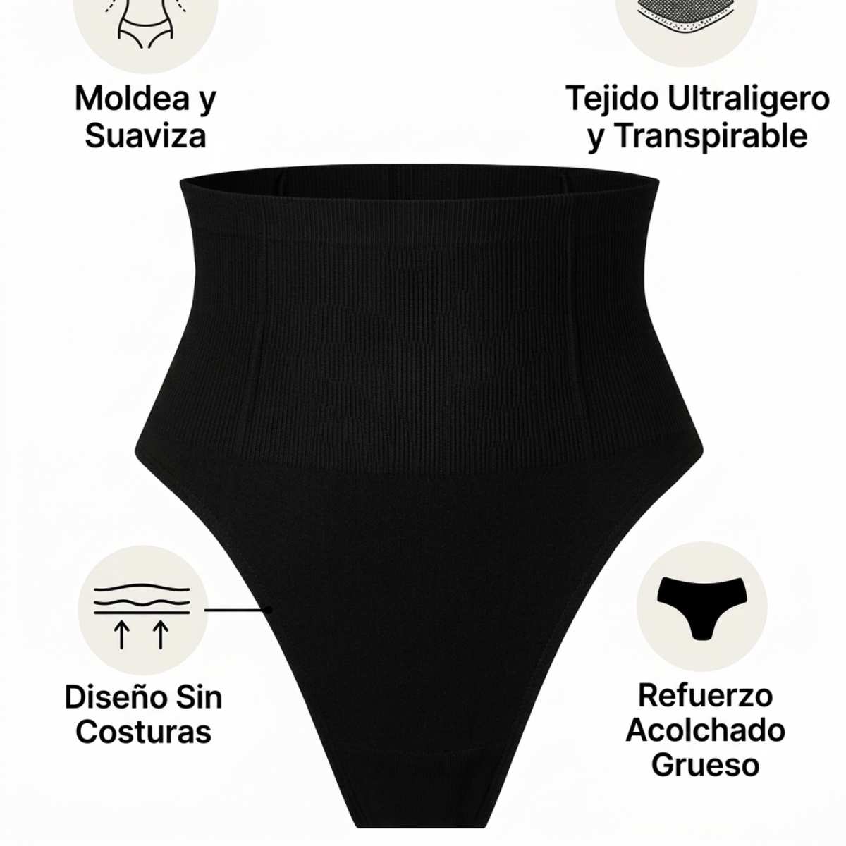 Tanga Moldeador Invisible con Control de Abdomen y Efecto Anti-Camel Toe